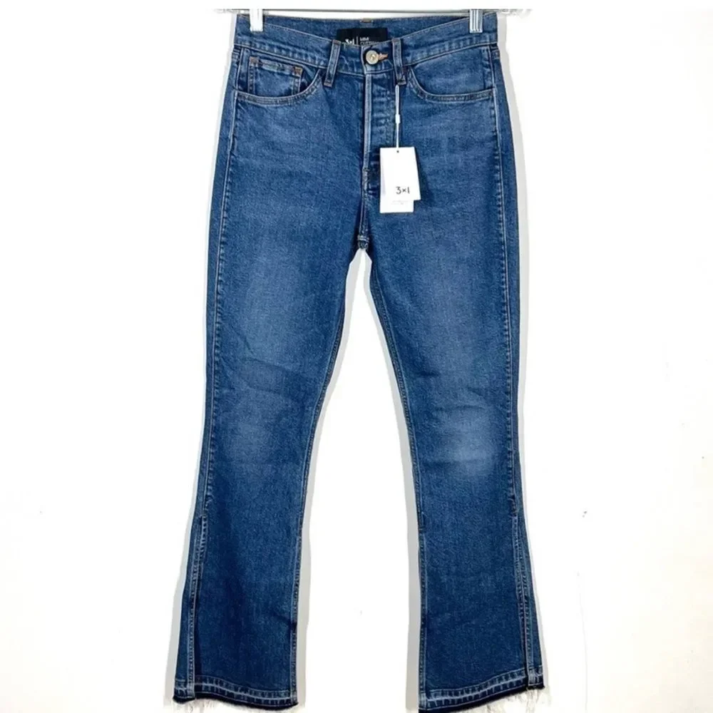 NEW 3x1 MIMi CUTTRELL Kelli Flared Slit High Rise Jeans Button Fly size 25